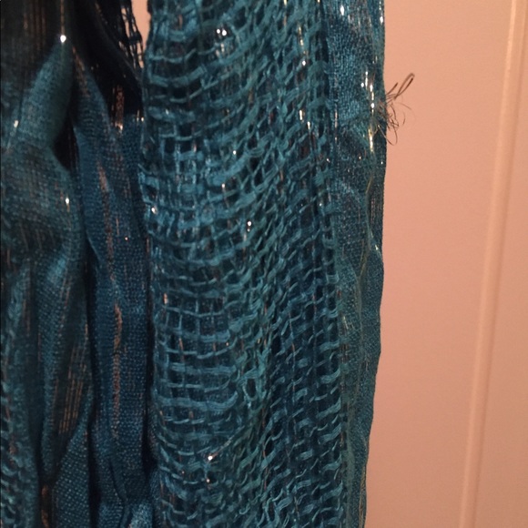 Scarf aqua blue and silver - Picture 6 of 6
